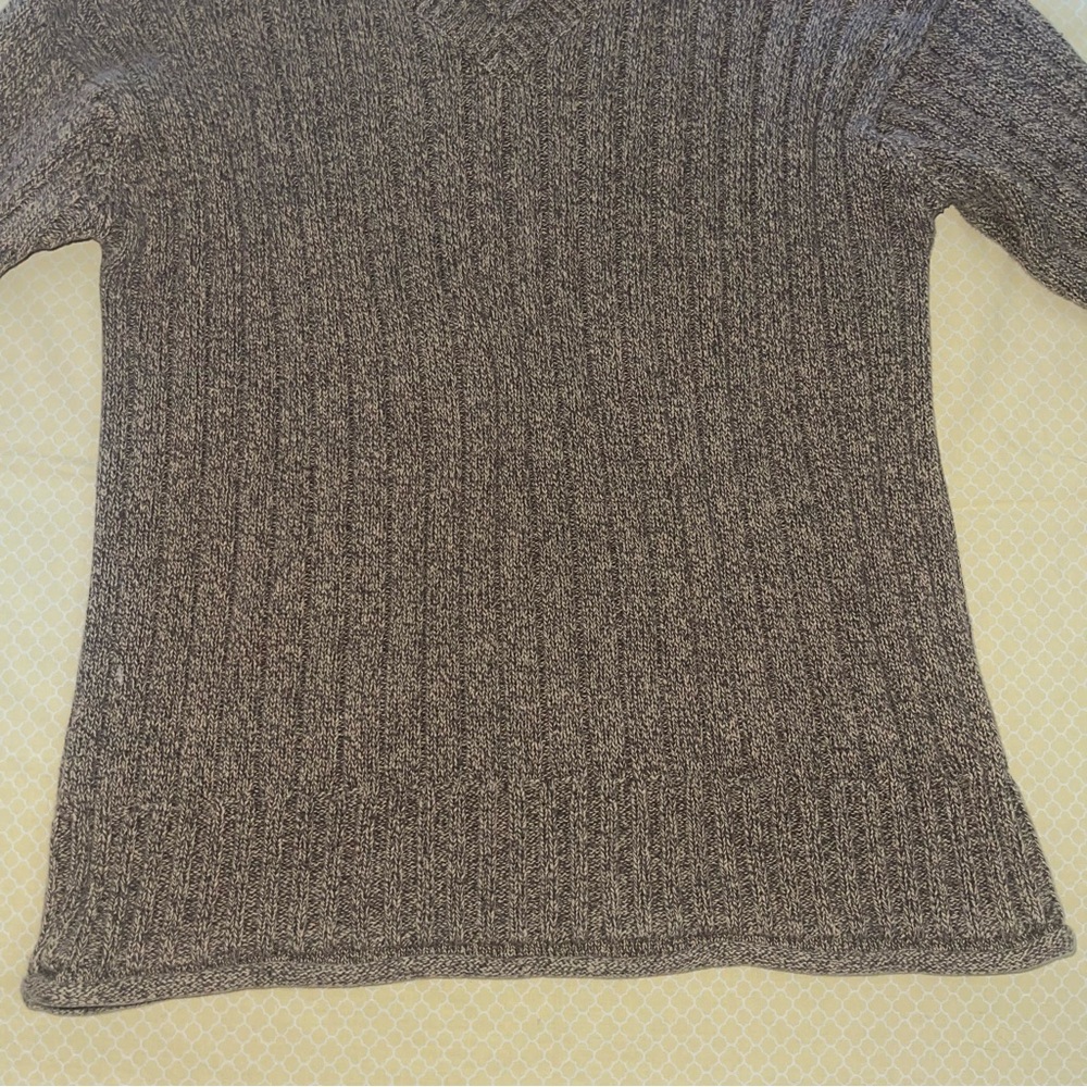 GAP BROWN WOVEN CREWNECK CABLE KNIT COTTON SWEATER - Picture 3 of 10